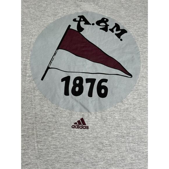 Texas A&M Aggies Adidas Amplifier Tee Mens 2XL Heather Gray 1876 Flag Unisex - Picture 3 of 8